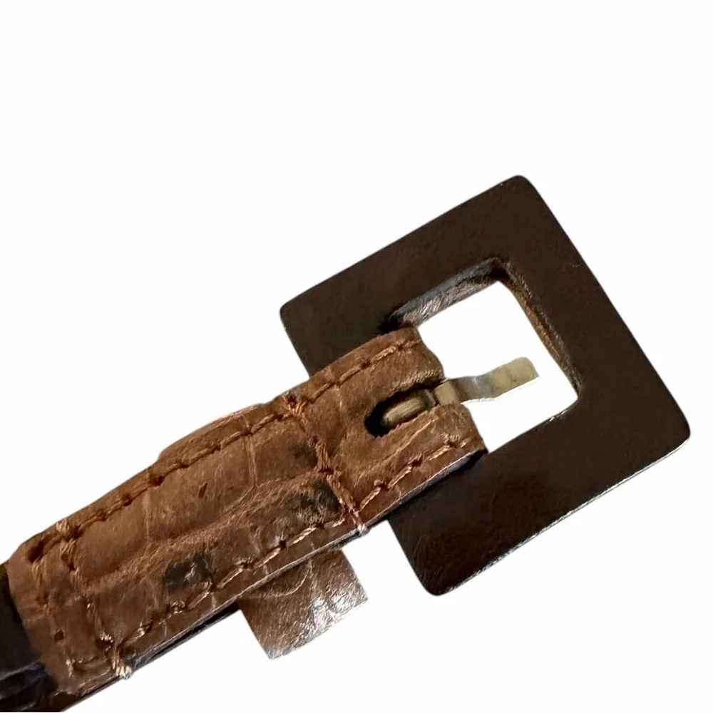 MaxMara Taupe Embossed Animal Print Leather Belt Size 48 US L/XL